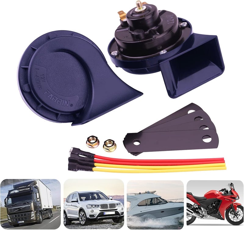 AOLIHAN Blue Electric Motohorn,12V Train Horn for Car 130dB,Super Loud Horn for Truck,Dual Tone Snail Horns 510hz/410hz,Waterproof Car Horns with Relay and Switch Button - Image 2